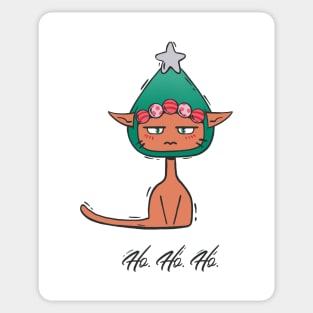 Festive Feline - Orange Grumpy Christmas Cat Sticker